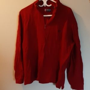Chaps men's red cotton 1/4 zip sweater